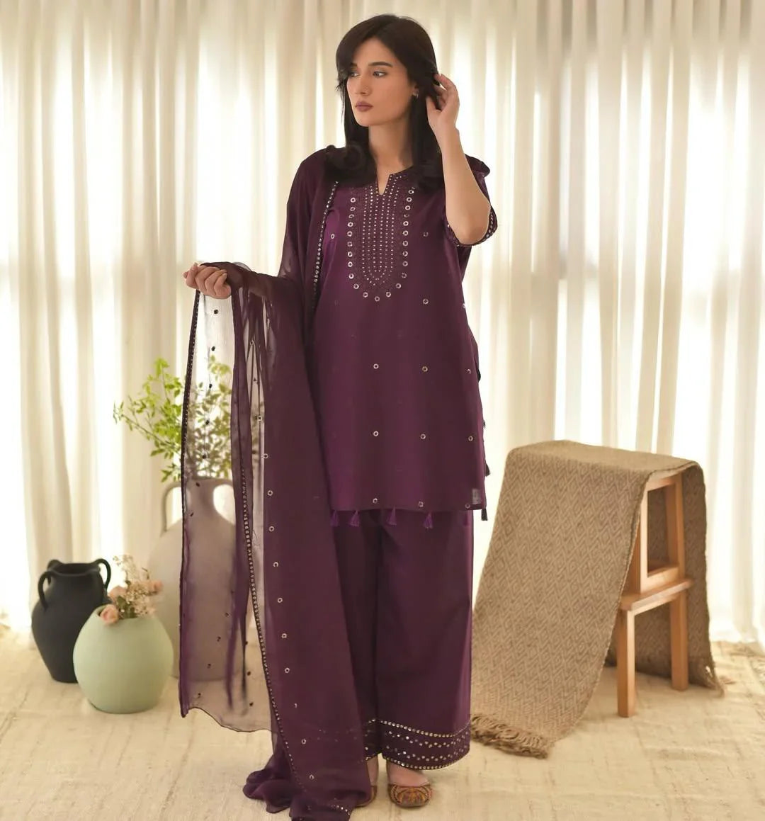 Anya 3pc Embroidered(Farshi Shalwar)