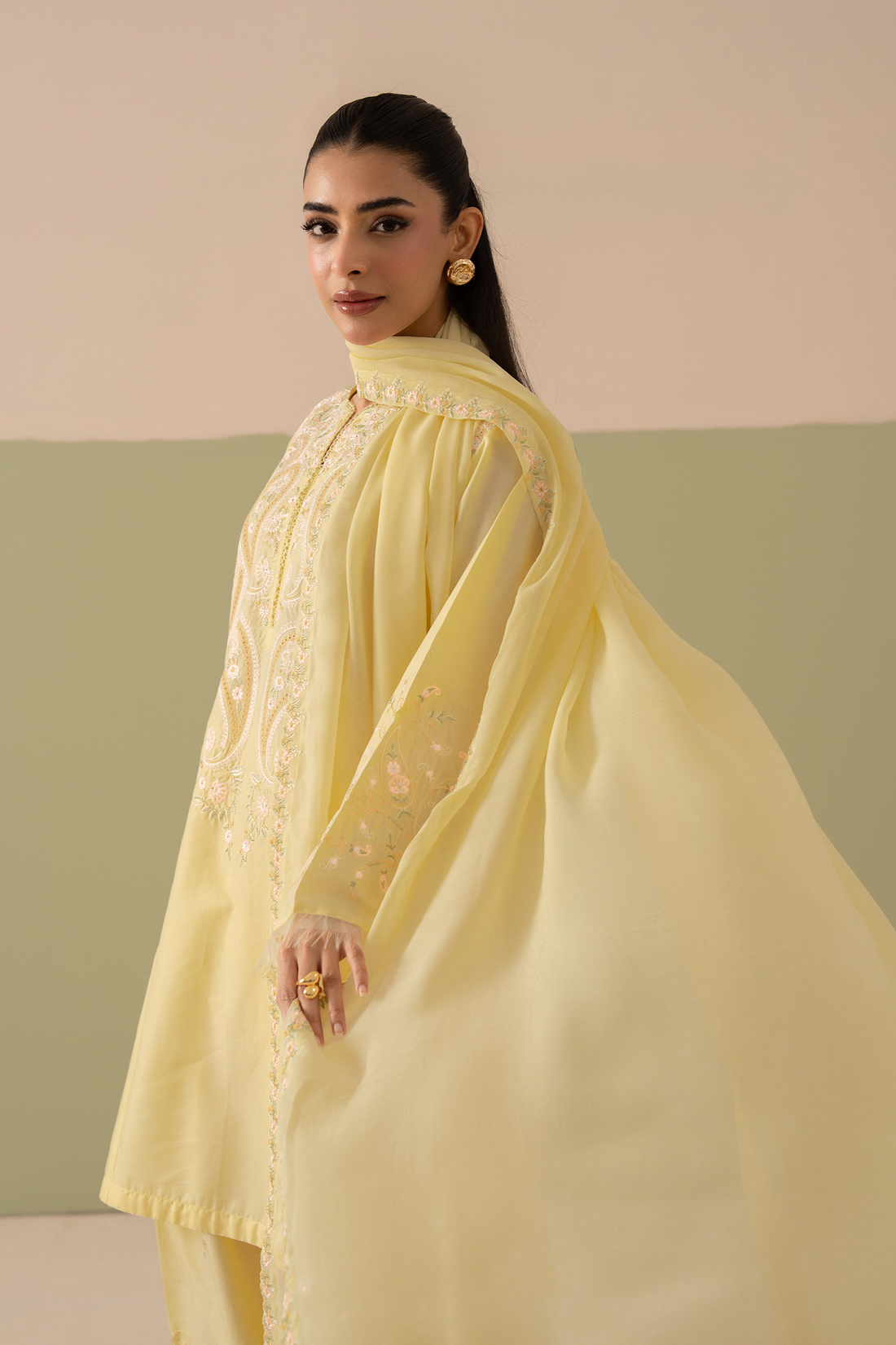 Safina 3pc Embroidered Dress(Farshi Shalwar)
